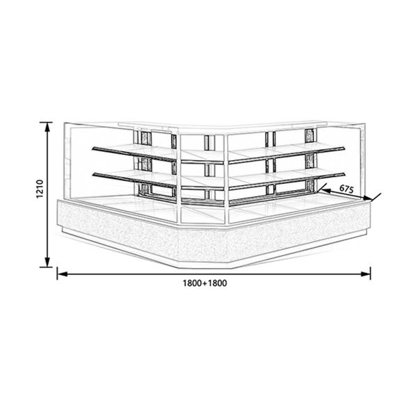 bend cake display cabinet